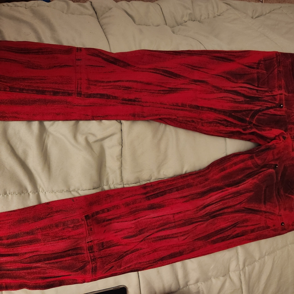 Red and Black Patterned Pants